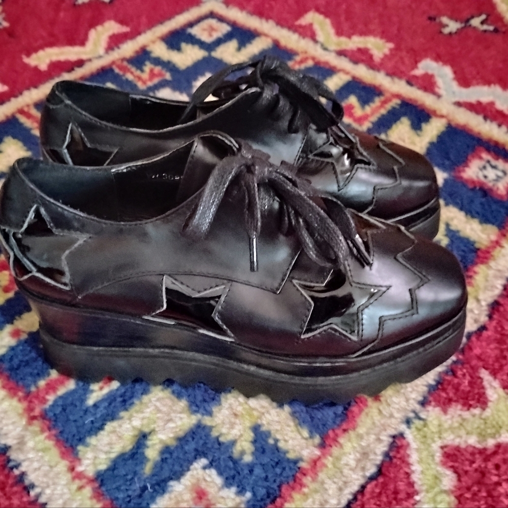 Stella McCartney Black Star Platform Shoes 35